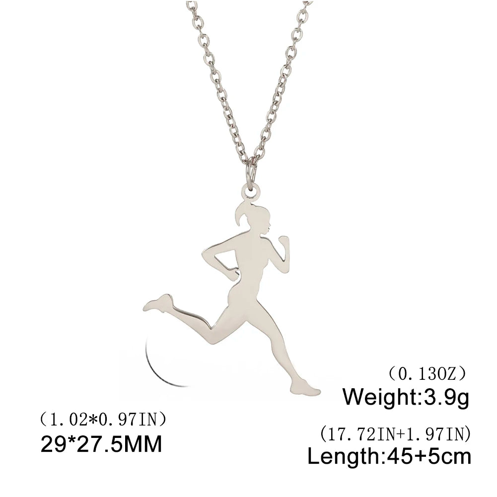 Dreamtimes Gymnastics Necklace Stainless Steel Sports Dance Artistic Gymnastics Skating Athlete Jewelry Pendant Women's Gift