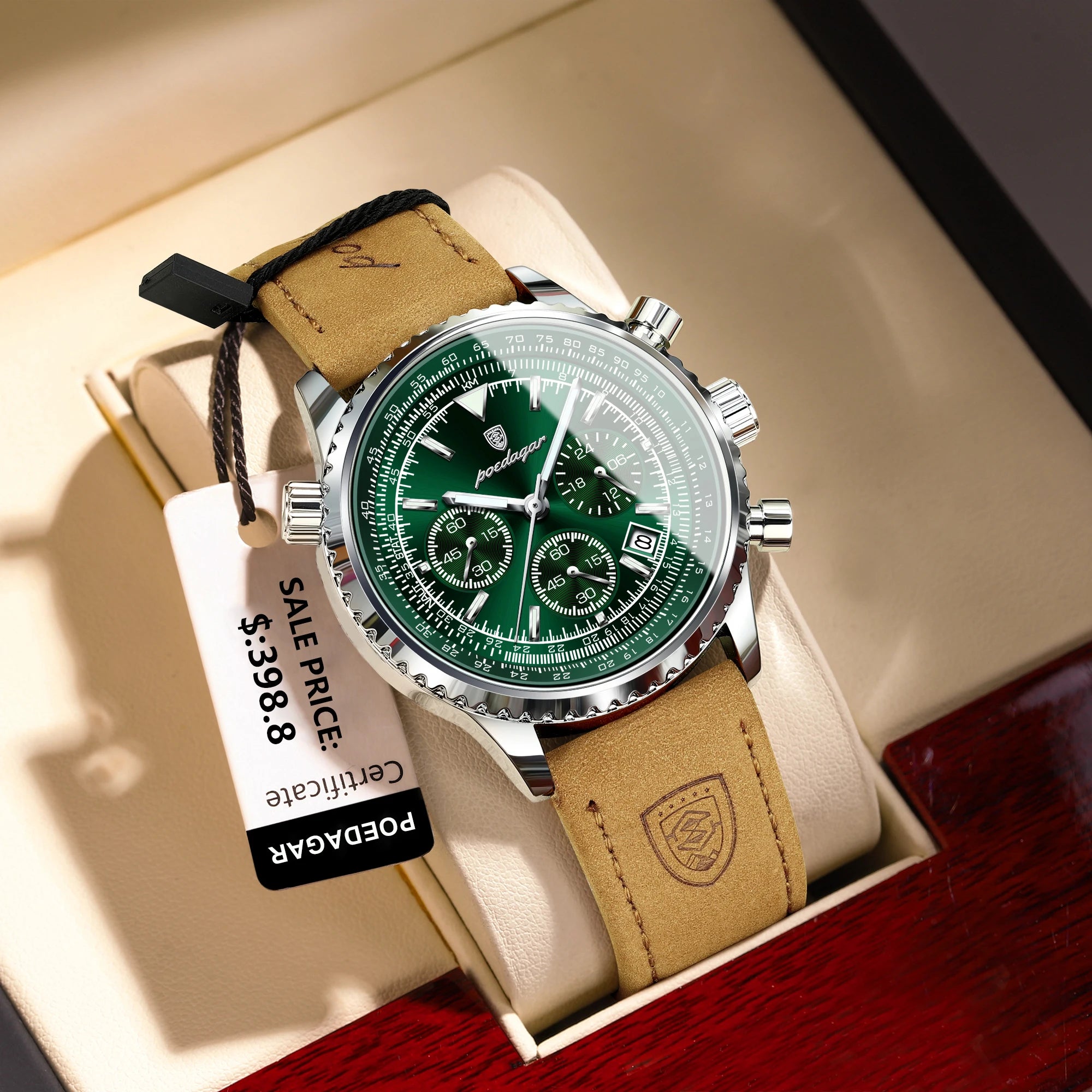POEDAGAR Luxury Man Watch Quartz Waterproof Luminous Date Chronograph Leather Men Wristwatch Military Sports Men's Watches Reloj - Madeinsea©