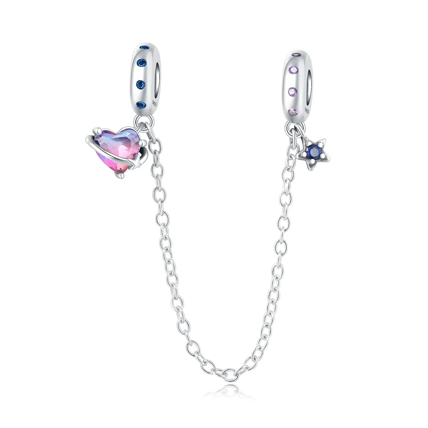 925 Sterling Silver Purple Heart Moon Planet Charm Pendant Beads Fit Charms Silver Original Bracelet for Women Jewelry