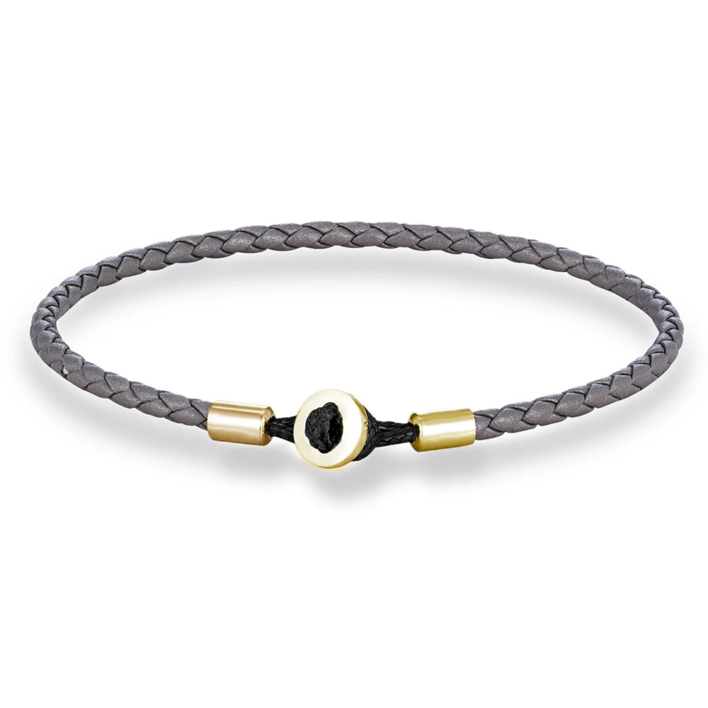 MKENDN Simple Style Gold Color Stainless Steel Button Braided Leather Bracelet For Men Women Couple Jewelry Gifts Homme