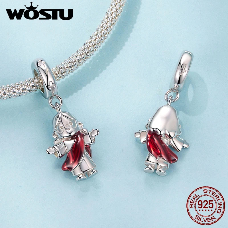 WOSTU 925 Sterling Silver Religious Jesus Charm Pendant DIY Jewelry Making Gift Fit Necklace for Baby Baptism First Communion