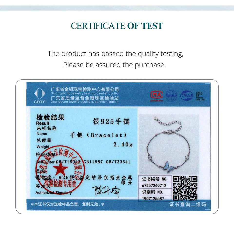 Bracelet Bamoer en argent sterling 925 avec breloque papillon, perles CZ légères et chaîne à maillons, cadeau pour femmes et adolescentes, ornement naturel pour le poignet