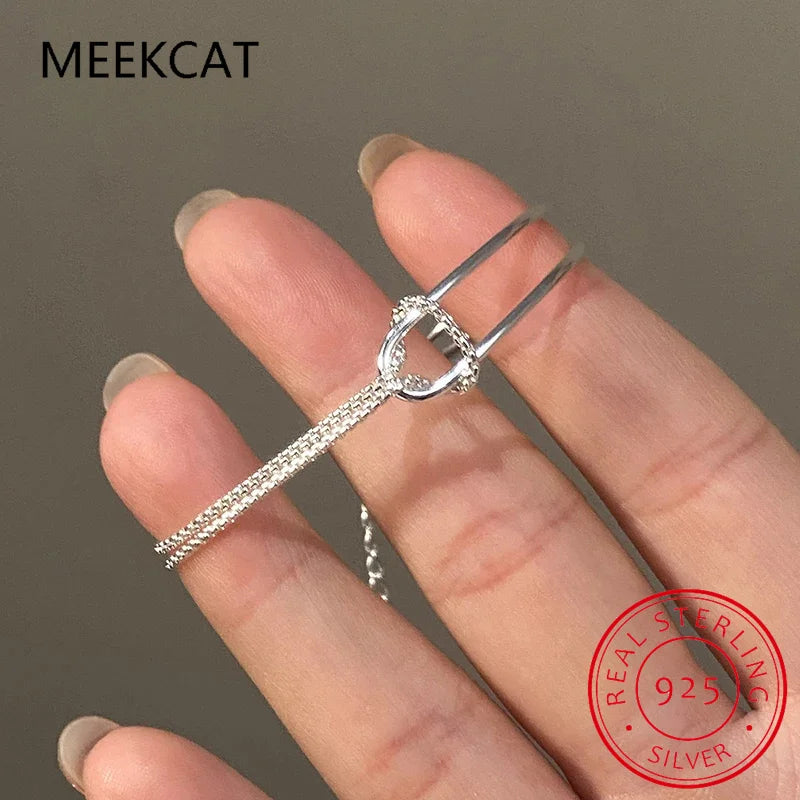 Real 925 Sterling Silver Asymmetric Double Layer Chain Bracelet for Women Hiphop Fine Jewelry Minimalist Accessories - Madeinsea©