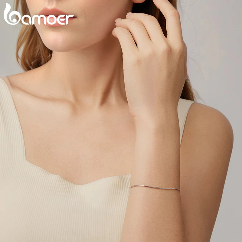 BAMOER 925 Sterling Silver Adjustable Beads Bracelet Carved Round Charm Wrist Chain for Girls Lightweight Cute Gift Fine Jewelry