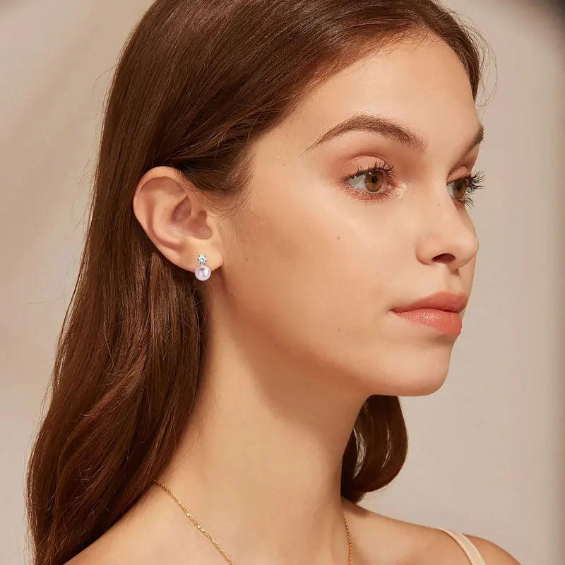 14K Gold Filled Circle Crystal Pearl Dazzling Stud Earrings 925 Sterling Silver Luxury Fine Jewelry For Women Anniversary Gift