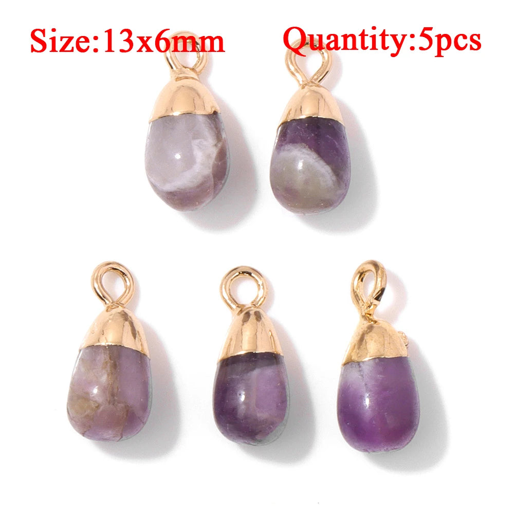 Wholesale Natural Amethyst Pendant Connector Reiki Hexagon Sun Bag Sun Stone Charm For Handmade Women Necklace Bracelet Jewelry