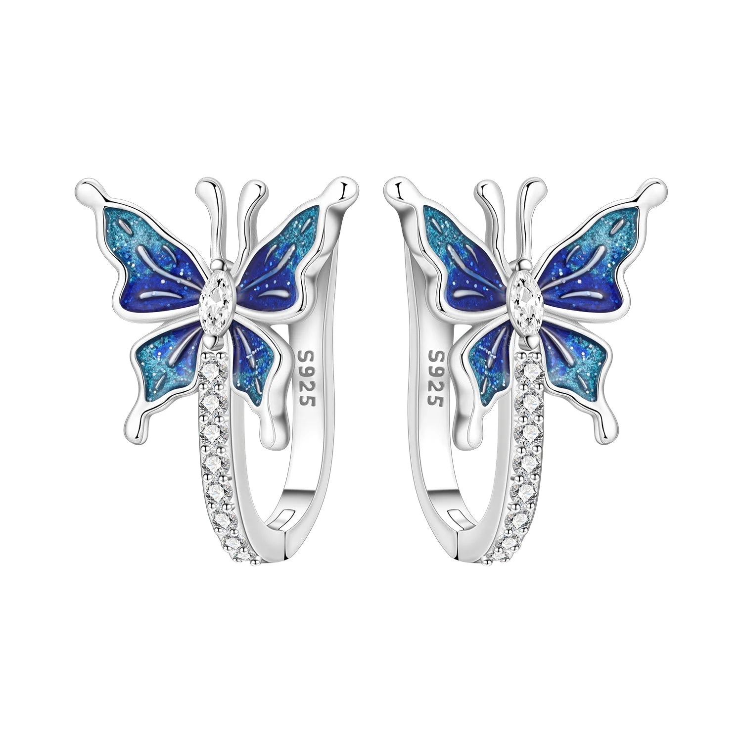 PANPOKI Original 925 Sterling Silver Hummingbird Earrings Women Hoop Earring Anniversary Jewelry Trendy Gifts