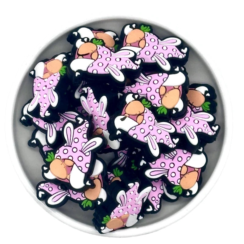 10/20PCS  Easter Series Silicone Focal Beads DIY Necklaces Jewelry Plastic Pen Beads Key Chain Car Decoration Chains Bag Chains