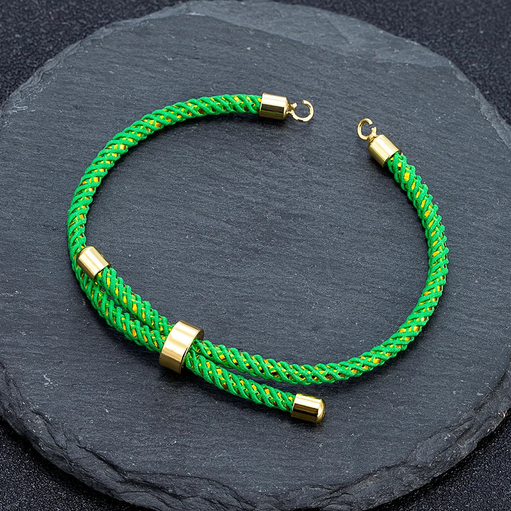MKENDN Adjustable Rope Cord Sliding Bracelet with Slider Silk Cord Bracelet  Braided Rope Bracelet 3mm String Bracelet for Bead