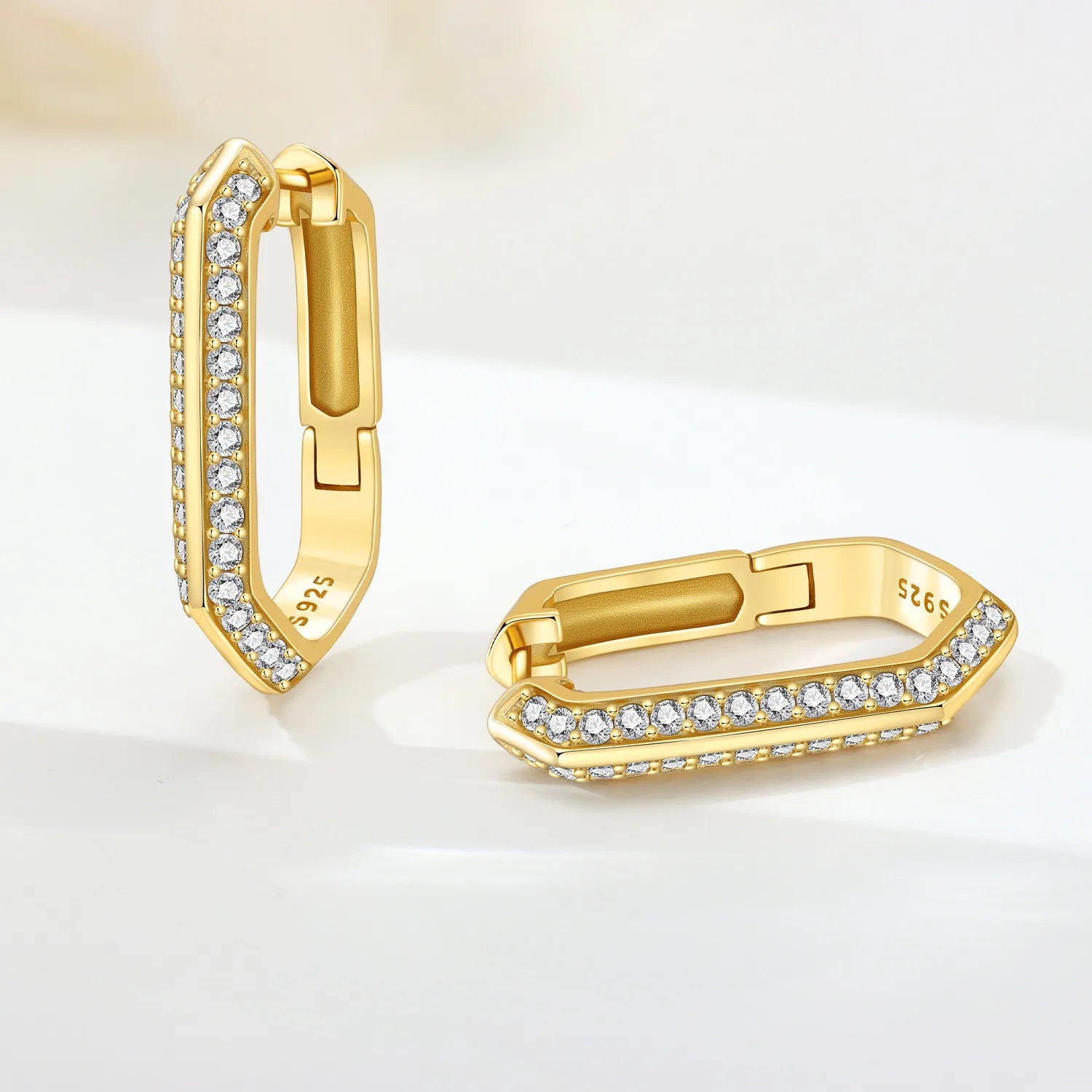 PANPOKI 925 Sterling Silver Golden Geometric Simplicity Earrings Silver Hoop Earrings For Women Jewelry Original Party Gifts