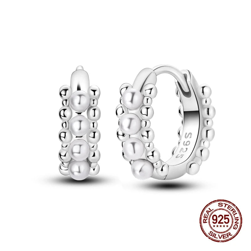 Simple Original 100% 925 Sterling Silver Sparkling Zircon Star Flower Double Hoop Earrings For Women Wedding Engagement Jewelry