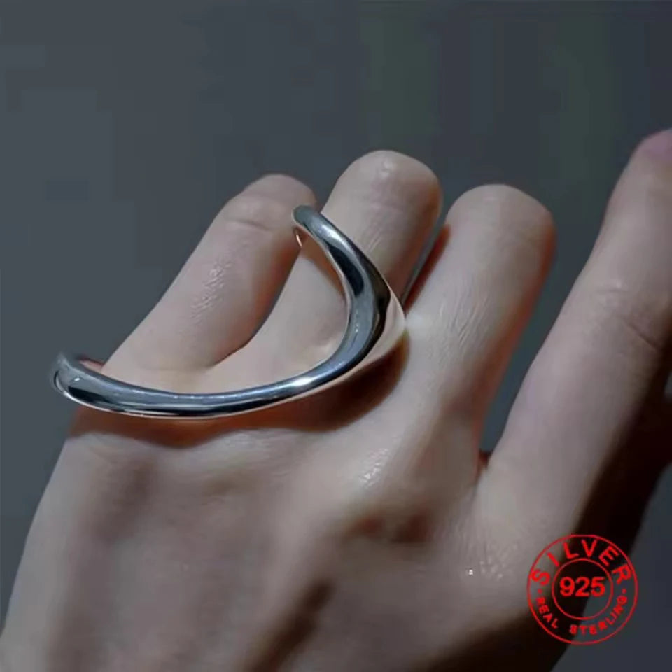 Sam Panda 925 Sterling Rings for Women Simple Geometric Handmade Irregular Retro Ring Gold Zircon Allergy For Birthday Gift