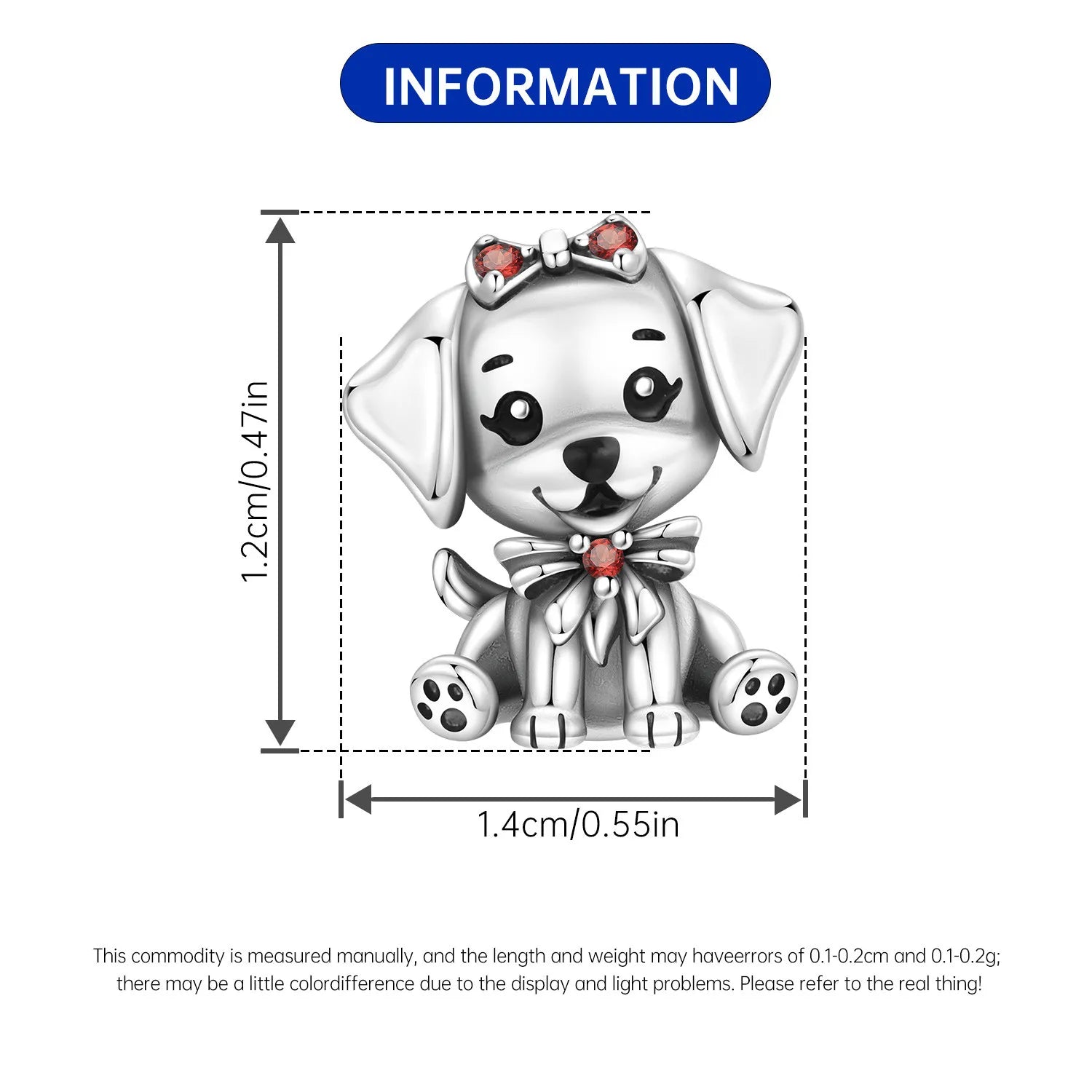 PANPOKI 925 Sterling Silver Cute Bow Dog Animal Pet Beads Original Pendants Bracelet Charm Jewelry Party DIY Trendy Gifts