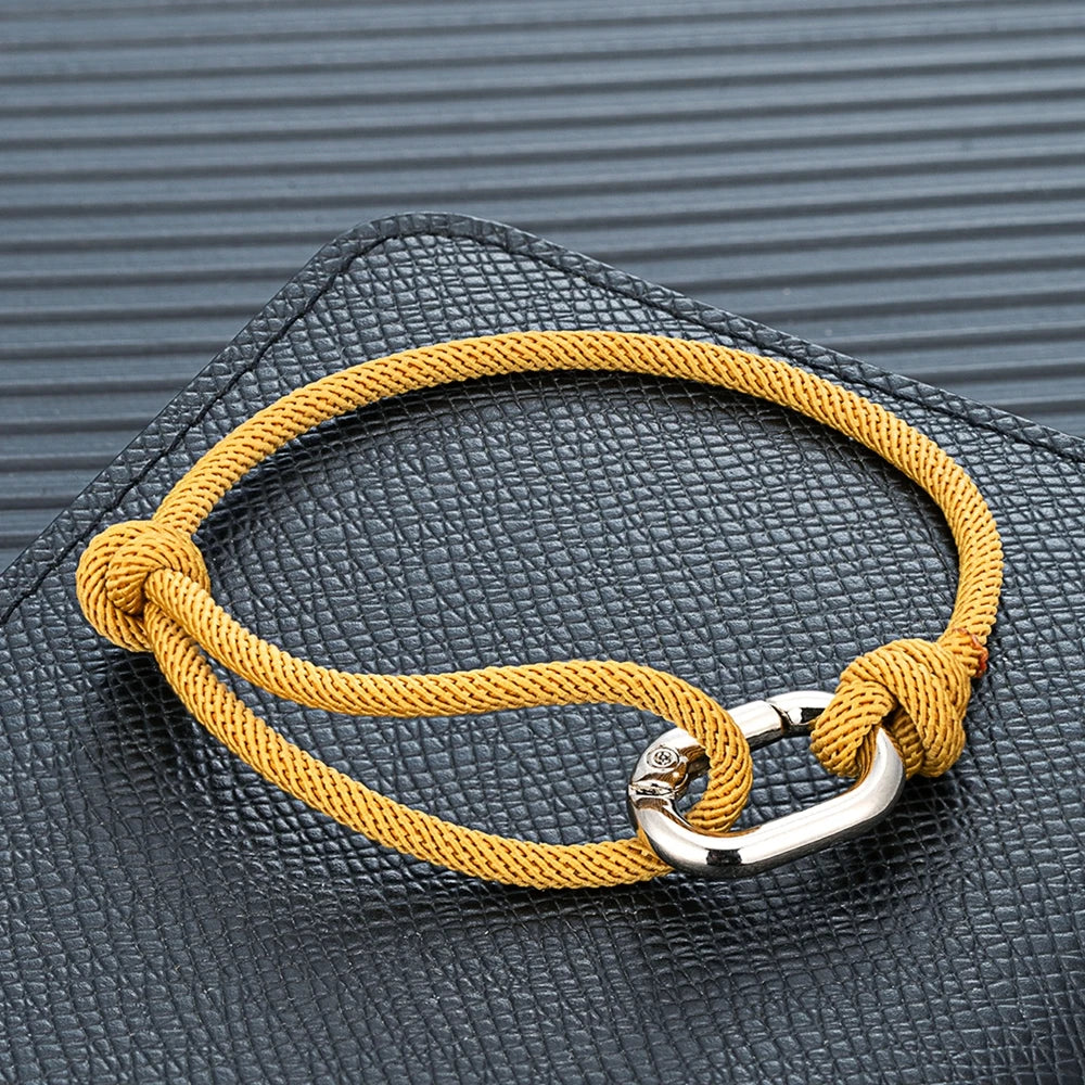 MKENDN Nautical Style Mens Thin Rope Adjustable Bracelet With Oval Circle Spring Clasp For Women Surfer Beach Jewelry Gifts