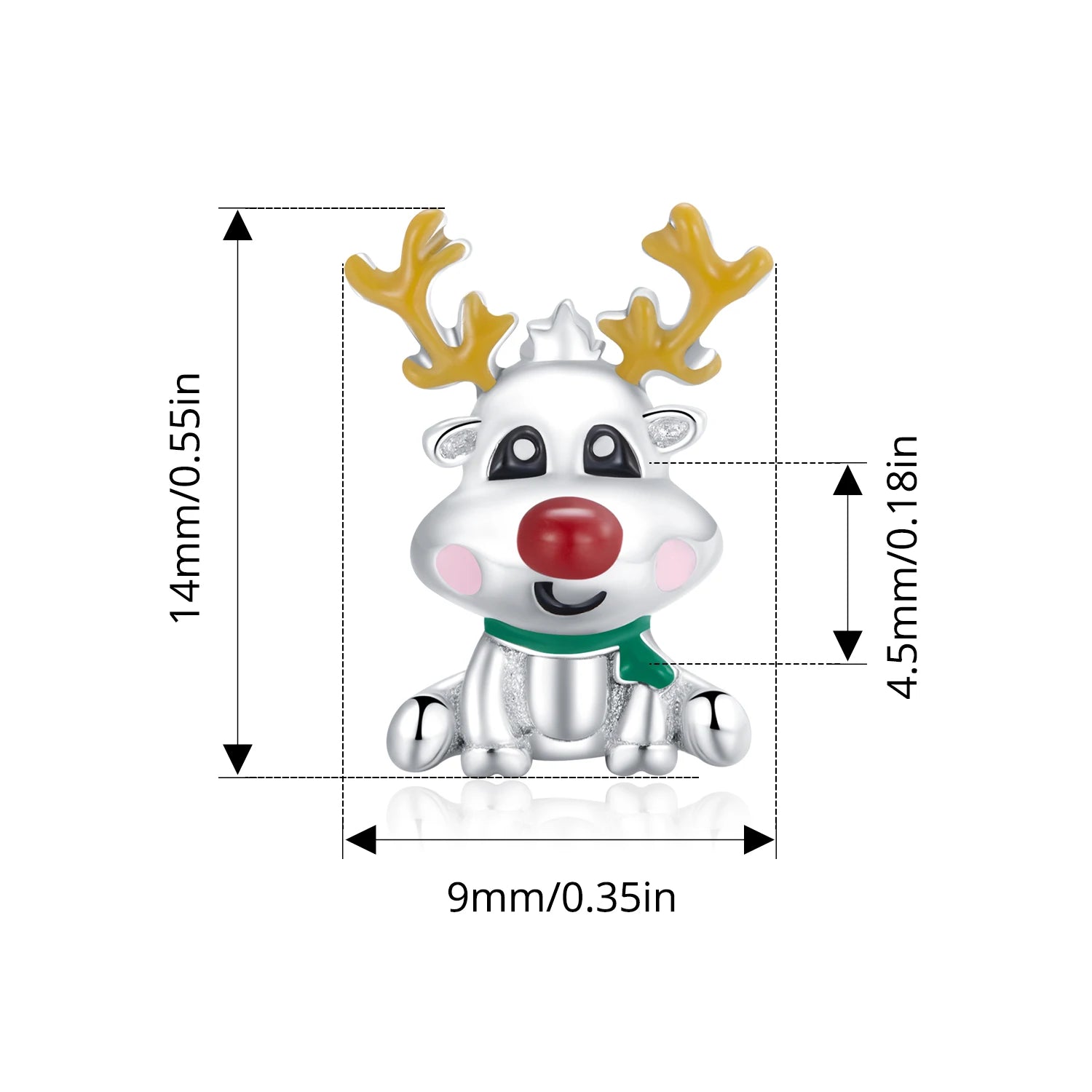 BISAER 925 Argent Sterling Noël Elk Bonhomme en Pain d'épice Père Noël Breloque Perles Arbre de Noël Cloche Renne Pendentif Fit Bracelet DIY