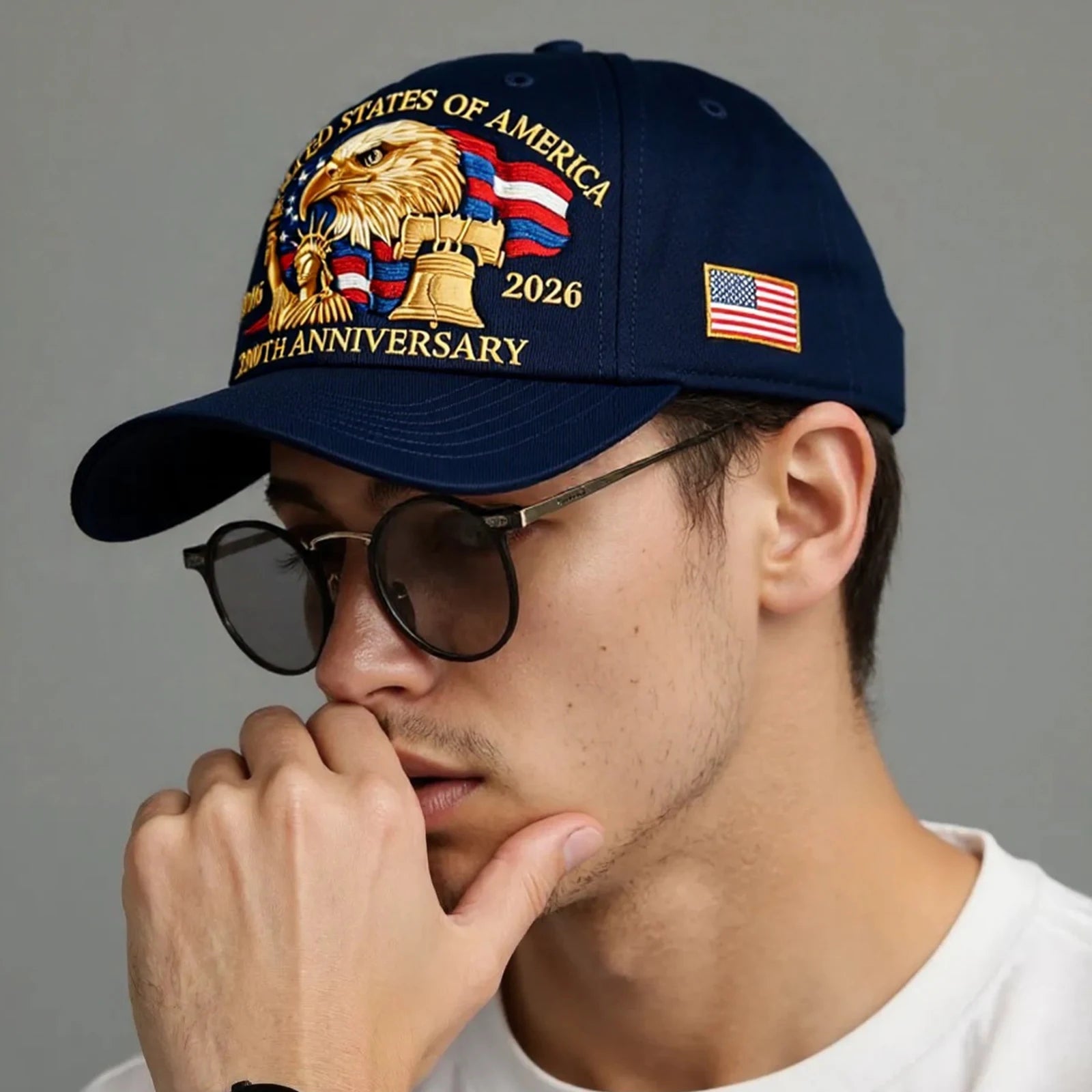 United States 250th Anniversary Cap Adjustable Washed Cotton Baseball Cap Vintage Tribute Eagle Printed Patriotic Trucker Hat - Madeinsea©