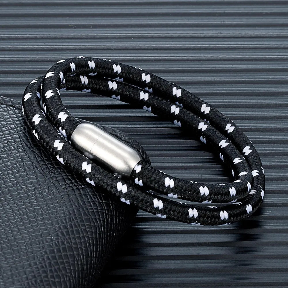 MKENDN Nautical Style Double Strand Rope With Stainless Steel Magnet Clasp Wrap Bangle Unique Sailing-Inspired Gift for Women