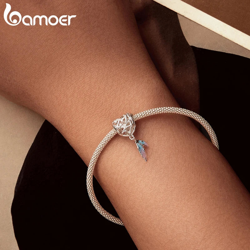 BAMOER 925 Sterling Silver Heart Dreamcatcher Charm fit Original Bracelet DIY Jewelry Accessories bamoer Beads BSC1105