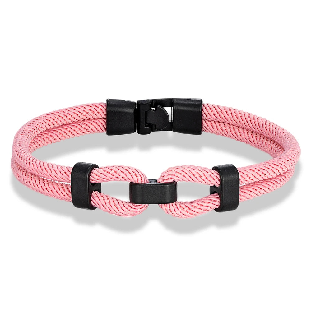 MKENDN Unique Sailing-Inspired Knot Bracelet For Men Black Easy Buckle Rope Bracelet Gifts For Him Nautical Wrap Jewelry Gifts - Madeinsea©