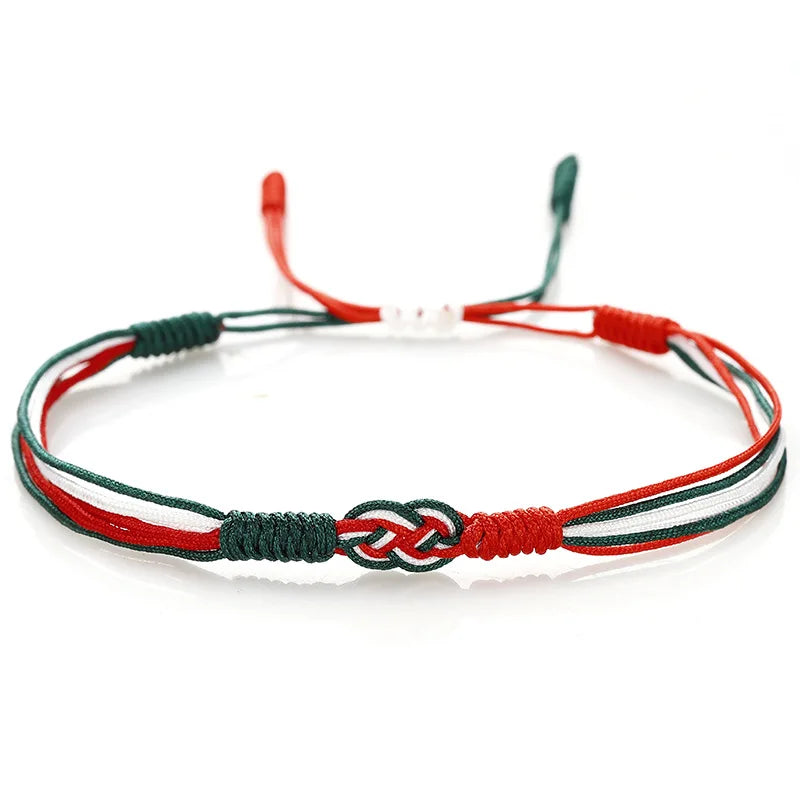 Stylish Handmade National Flag Color Bracelet Unisex Good Luck Weaven String Braslet Adjustable National Day Braclet Pulseria