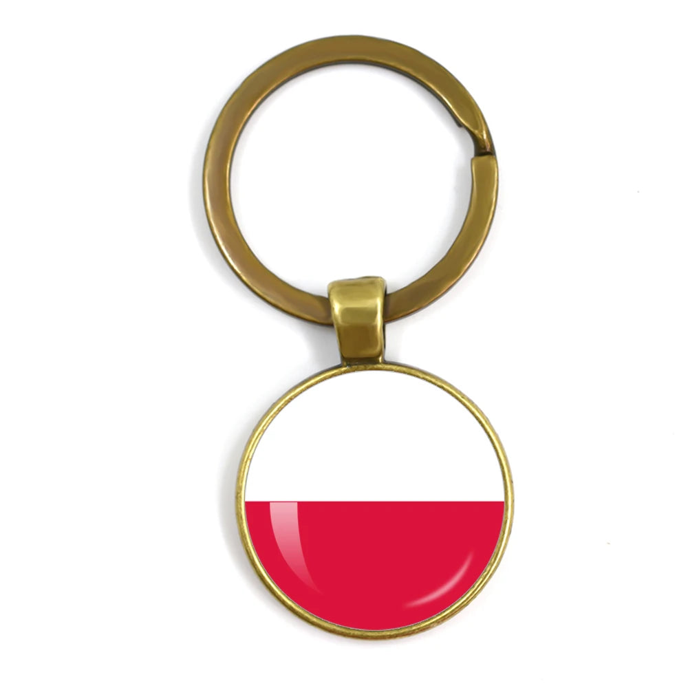 France,Poland,PuertoRico,Montenegro,Yugoslavia,Angola,Philippines,Japan,Senegal Glass Cabochon National Flag Keychain Keyholder