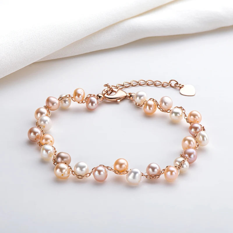 OXTAO Daily Wear Natural Cultured Freshwater Pearl Shell Charm Bracelet 4K Gold Filled Exquisite Birthday Jewelry Gift