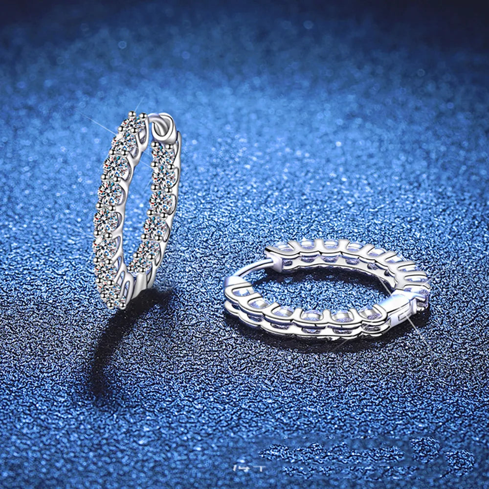 Serenity 2.5mm D Color Moissanite Earrings Women Wedding Bridal 100% S925 Sterling Silver Hoop Earrings Plated 18K Fine Jewelry - Madeinsea©