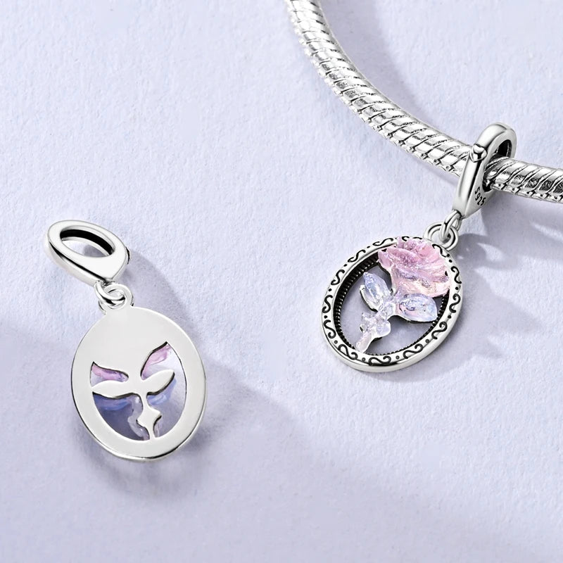 925 Sterling Silver Charm Green Monstera Leaves Charm Fit Bracelet Original Charm Bead for Women Jewelry DIY Making Fine Gift