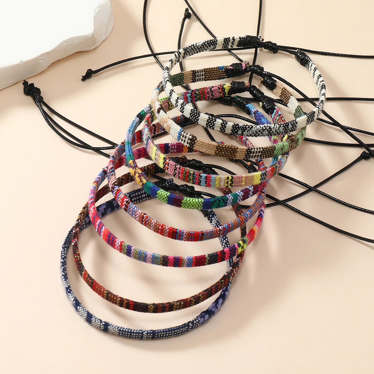 8pcs Bohemian Style Weaving Foot Rope Set, Random Color Cloth Art Friendship Surfing Foot Rope Female