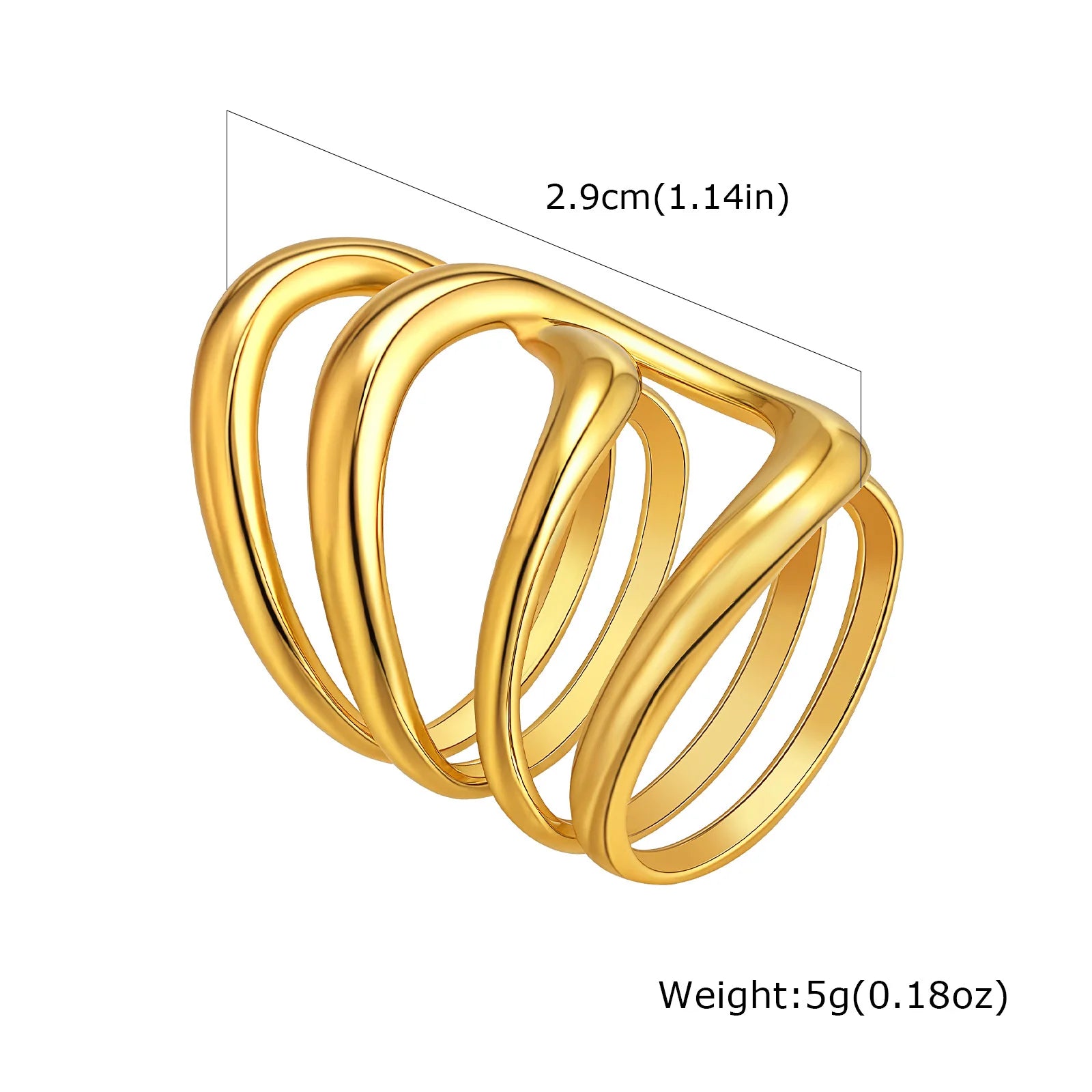 Vnox New Design Irregular Unusual Ring For Women,Stainless Steel Female Fashion Daily Party Jewelry,Aesthetic Style Finger Ring