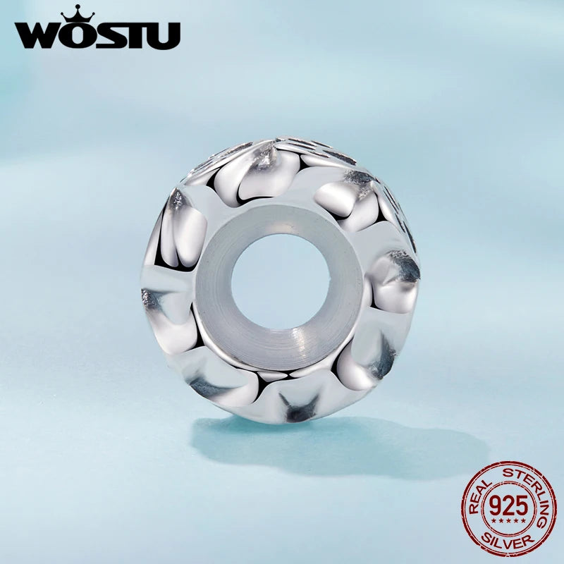 WOSTU 925 Sterling Silver Pet Paw Print Silicone Beads Lovely Cat Spacer Bead Fit Original Bracelet Gift For Pet Lover Family