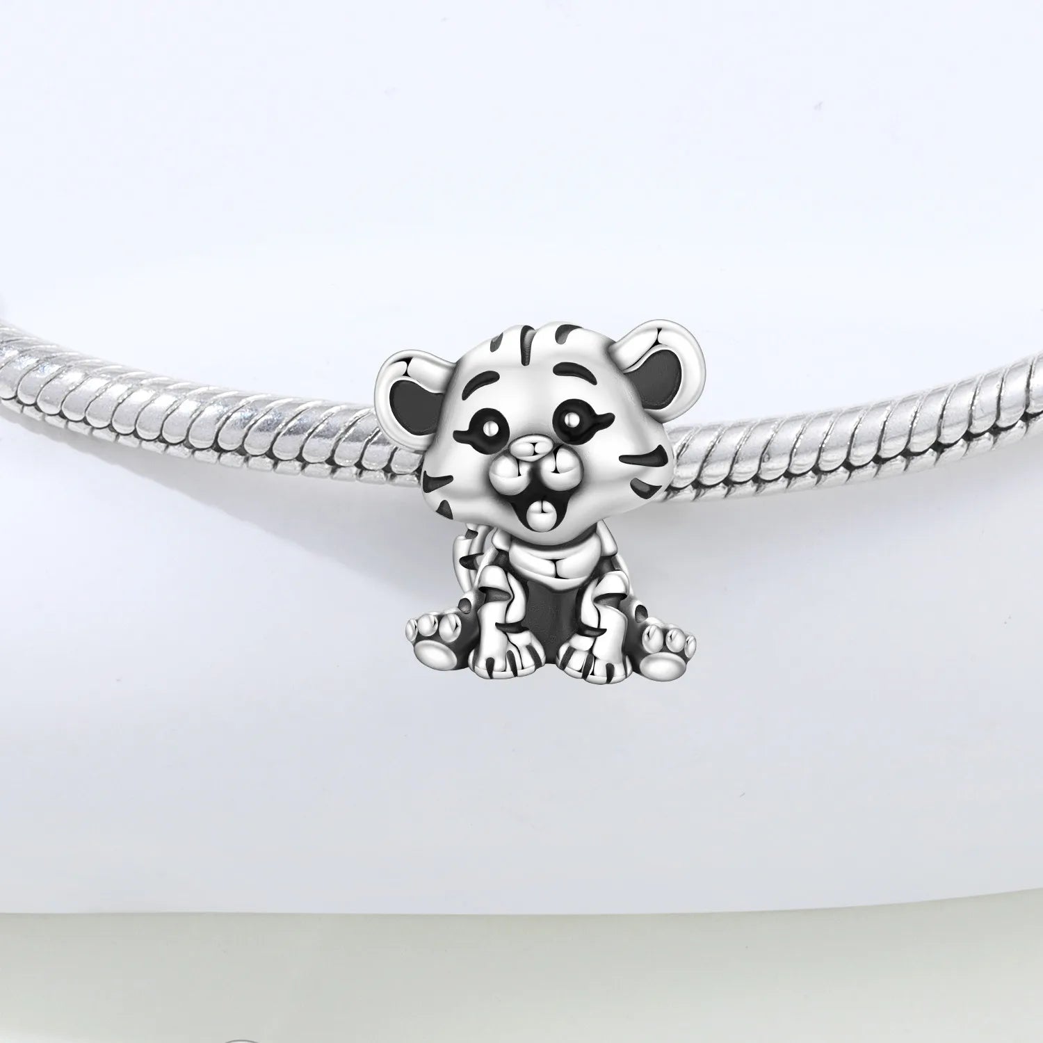 PANPOKI 925 Sterling Silver Tiger Animal Guardian Beads Original Pendants Bracelet Charm Jewelry Party DIY Trendy Gifts