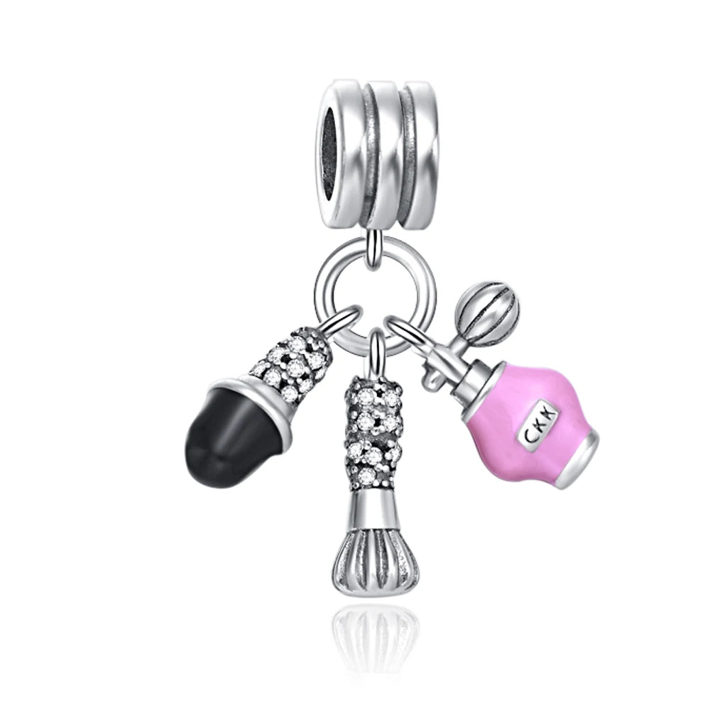 New Original 925 Silver Plated Accessories Fashion Charm Perfume High Heels Bead Fit Pendant Bracelet For Women DIY Jewelry Gift