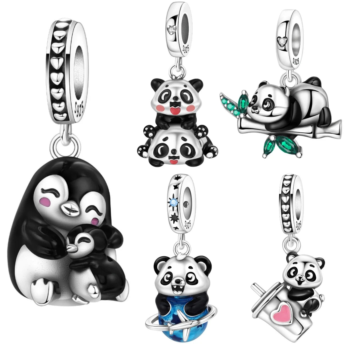 PANPOKI 925 Sterling Silver Cute Penguin Animals Pendant Beads Original Pendants Bracelet Charm Jewelry Party DIY Trendy Gifts