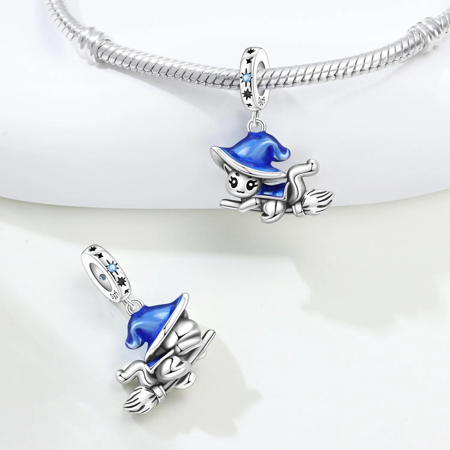 PANPOKI 925 Sterling Silver Magic Cat Pet Animal Pendant Beads Original Pendants Bracelet Charm Jewelry Party DIY Trendy Gifts