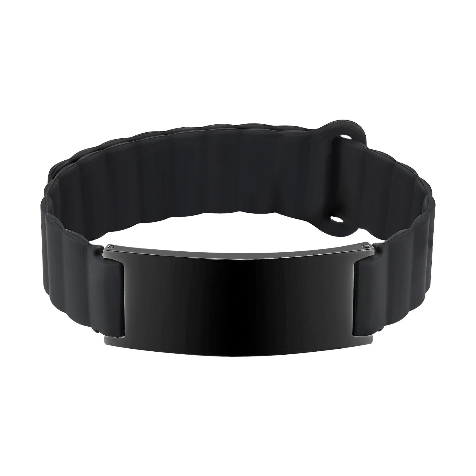Vnox Soft Comfortable Band Bracelet Gift for Men Dad,Free Custom Steel Bangle, Adjustable Waterproof Magnet Silicone Wristband