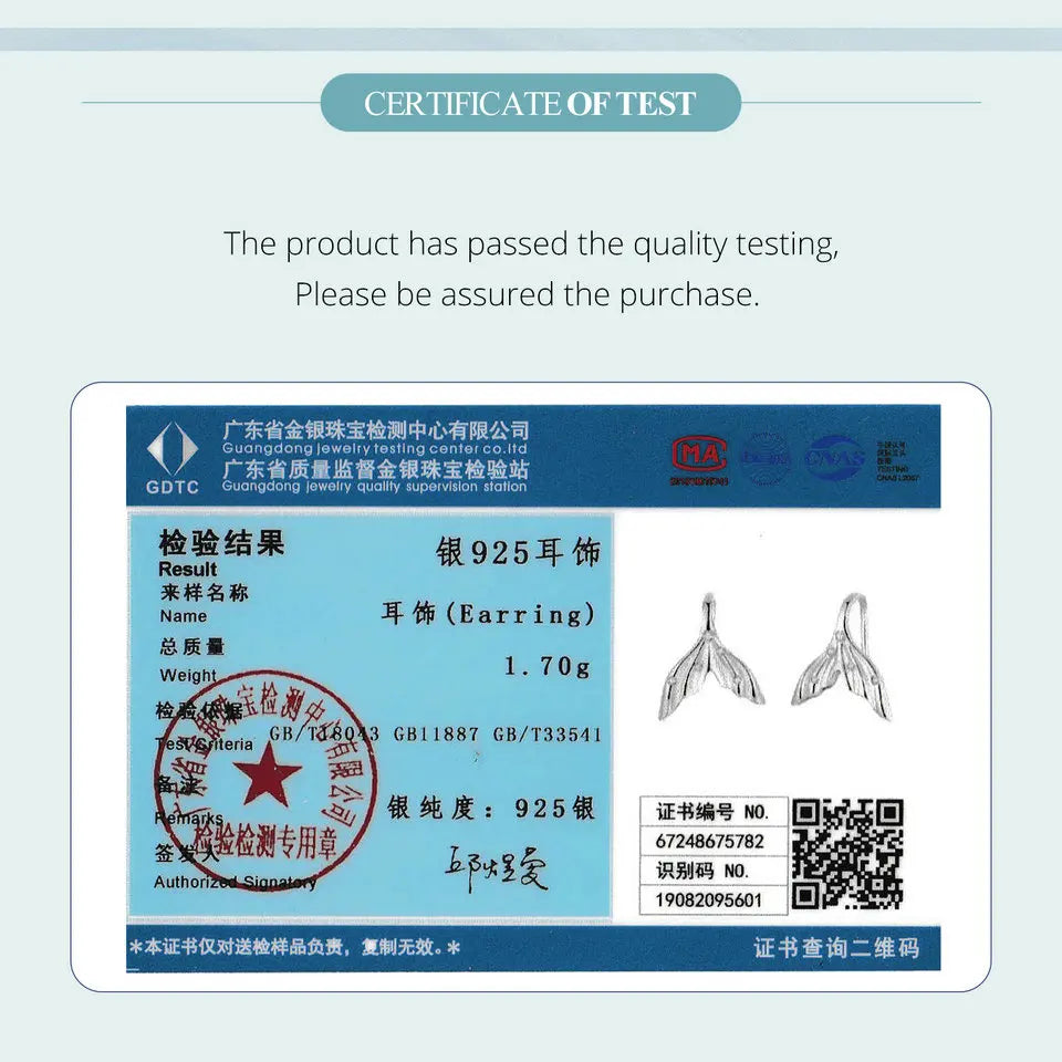 BAMOER Ohrstecker Meerjungfrauenschwanz aus massivem 925er Sterlingsilber, minimalistischer kleiner Ohrstecker für den Alltag für Frauen, Modeschmuck SCE1807