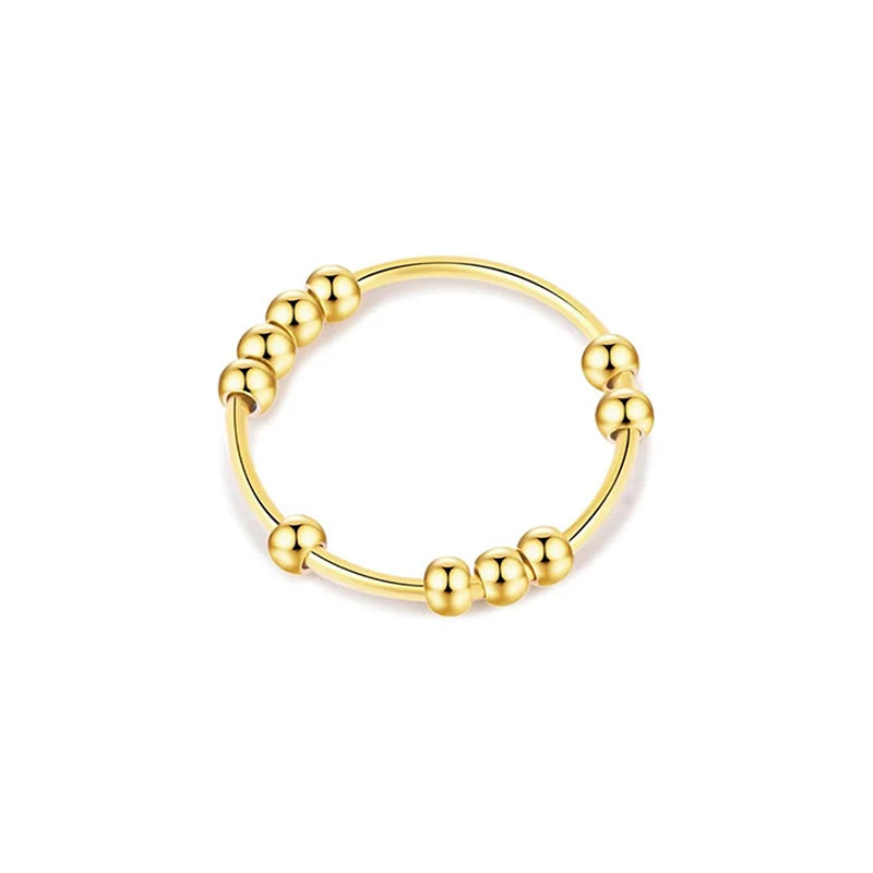 Fashion Simple Stainless Steel Rotate Freely Spinner Ring For Women Men Trend Spiral Bead Relief Antistress Jewelry Dropshipping - Madeinsea©
