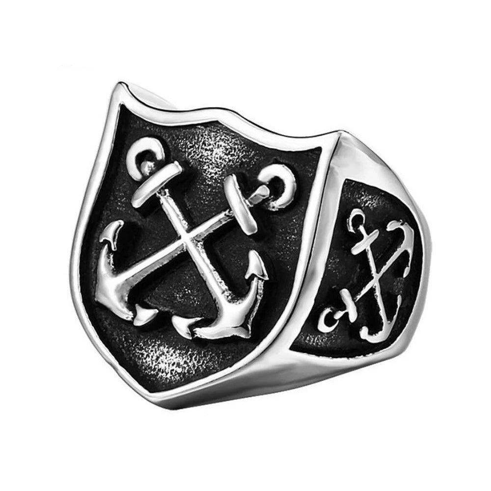 Viking Cross Anchor Shield Ring Stainless Steel Vintage Hiphop Teens Jewelry Rings Party Gift for Boyfriend Men Women Wholesale