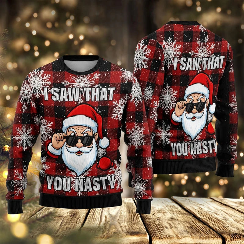 2026 New Santa Claus Graphic Ugly Christmas Sweater Fashion Autumn Streetwear 3D Printed Sweatshirts Loose Breathable Pullovers