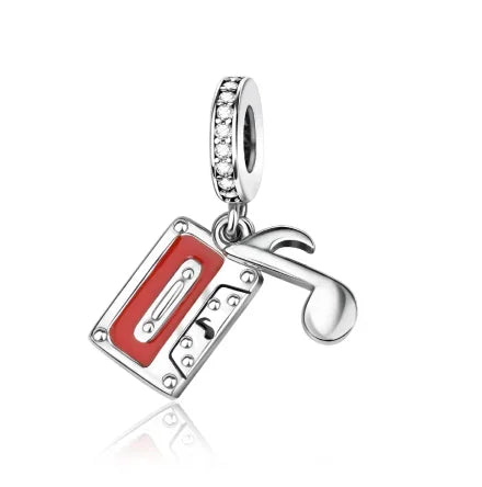 925 Sterling Silver Musical Instrument Charms Beads Piano Guitar Earphone Pendants Earrings Fit Bracelet DIY Fine Jewelry Gift