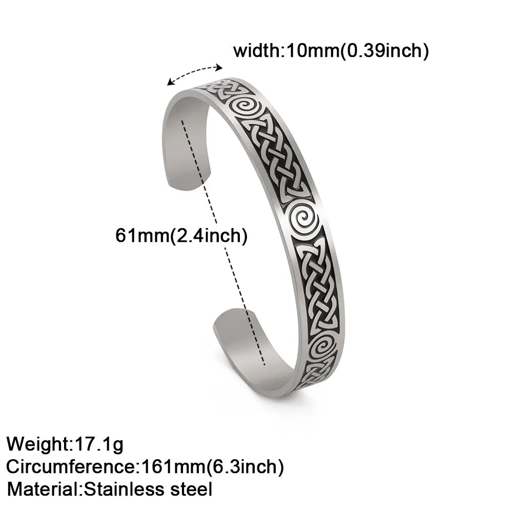 Viking Triquetra Cuff Bangle for Men Boy Stainless Steel Good Luck Celtic Knot Amulet Vintage Irish Knots Bracelet Jewelry Gift