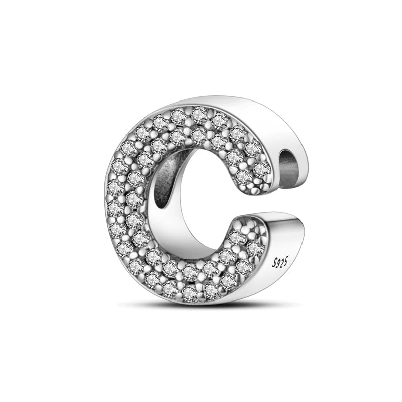 New 925 Sterling Silver Charm Beads 26 Letter Alphabet A-Z Charm Fit Original Charms Bracelet DIY Birthday Jewelry Gift Making