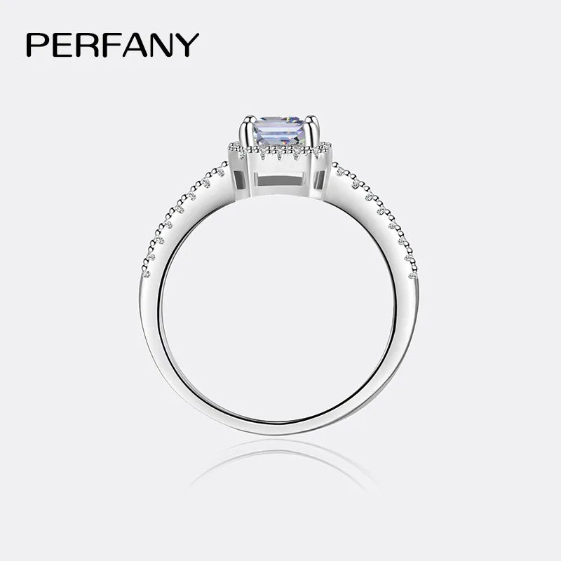 PERFANY 1/2CT Moissanite Ring for Women S925 Pure Silver Emerald/Radiant Cut GRA Laboratory Diamond Wedding Luxury Jewelry - Madeinsea©