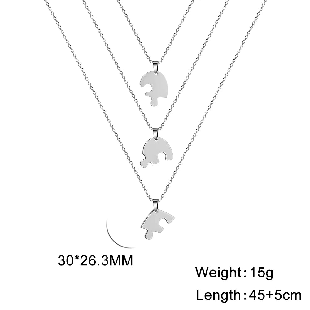 Stainless Steel Heart Pendant Necklace for Best Friend Multiple Heart Puzzle Necklaces Jewelry Gift for Family 2022 New