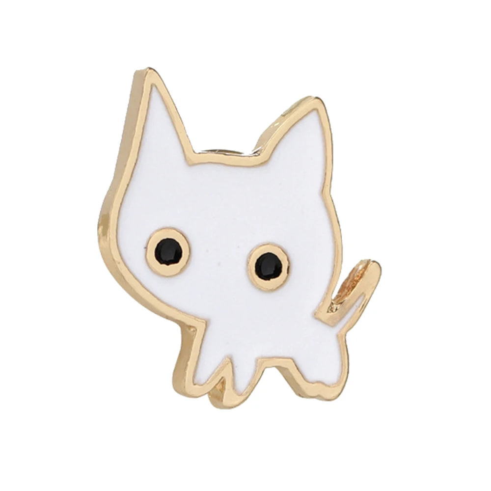 Cat Lover Collection Brooches Cute White Black Cat Badges Pins Sleepy Hug Kitty Enamel Pins Coat Hat Animal Decoration Jewelry
