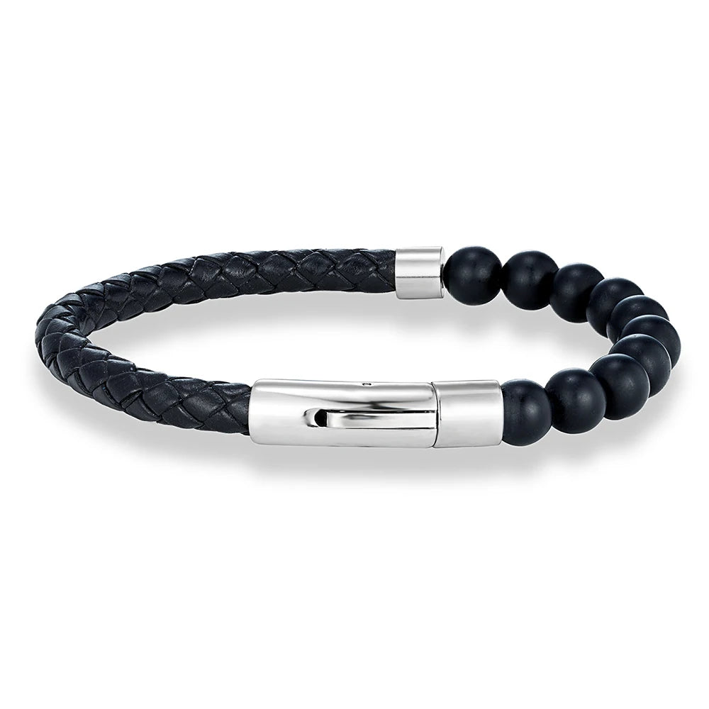 MKENDN Reiki Blue Apatite Bead Bracelet Men Women Braided Leather Natural Stone Blood Circulation Stimulate Enthusiasm Jewelry