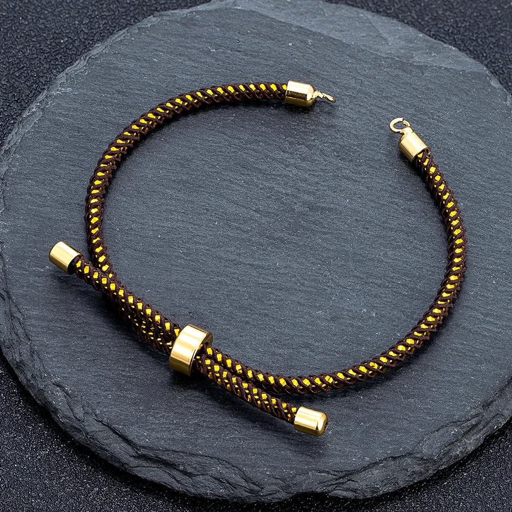 MKENDN Adjustable Rope Cord Sliding Bracelet with Slider Silk Cord Bracelet  Braided Rope Bracelet 3mm String Bracelet for Bead