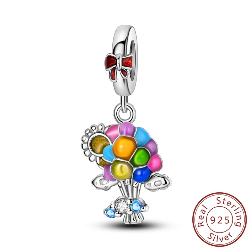 Original Charms Pendant Real S925 Sterling Silver Travel Luggage Airplane Charms Beads for Women Fine Jewelry Gift Making