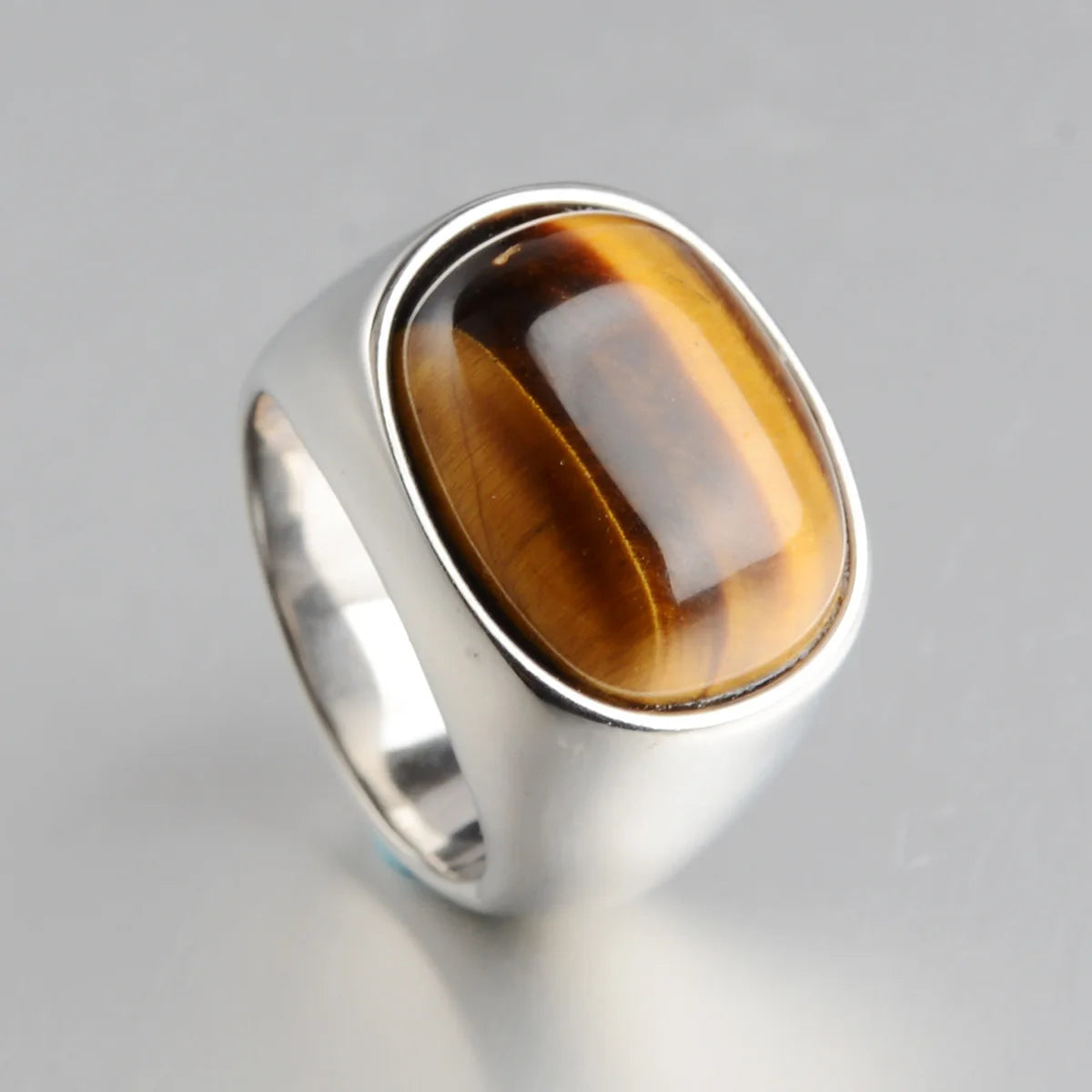 Retro Glass Tiger Eye Ring For Men Zinc Alloy Classic Fashion Designer Ring Handmade Jewelry Rock Hiphop Accessories Unisex Gift
